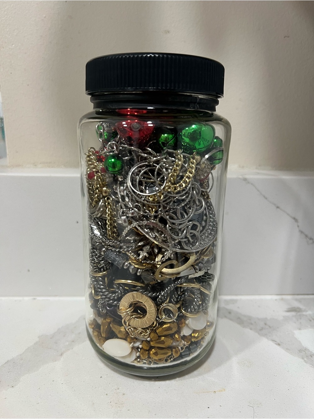 Vintage Customer Jewelry Mixed Metal Jewelry Gold & Silver Mystery Jar